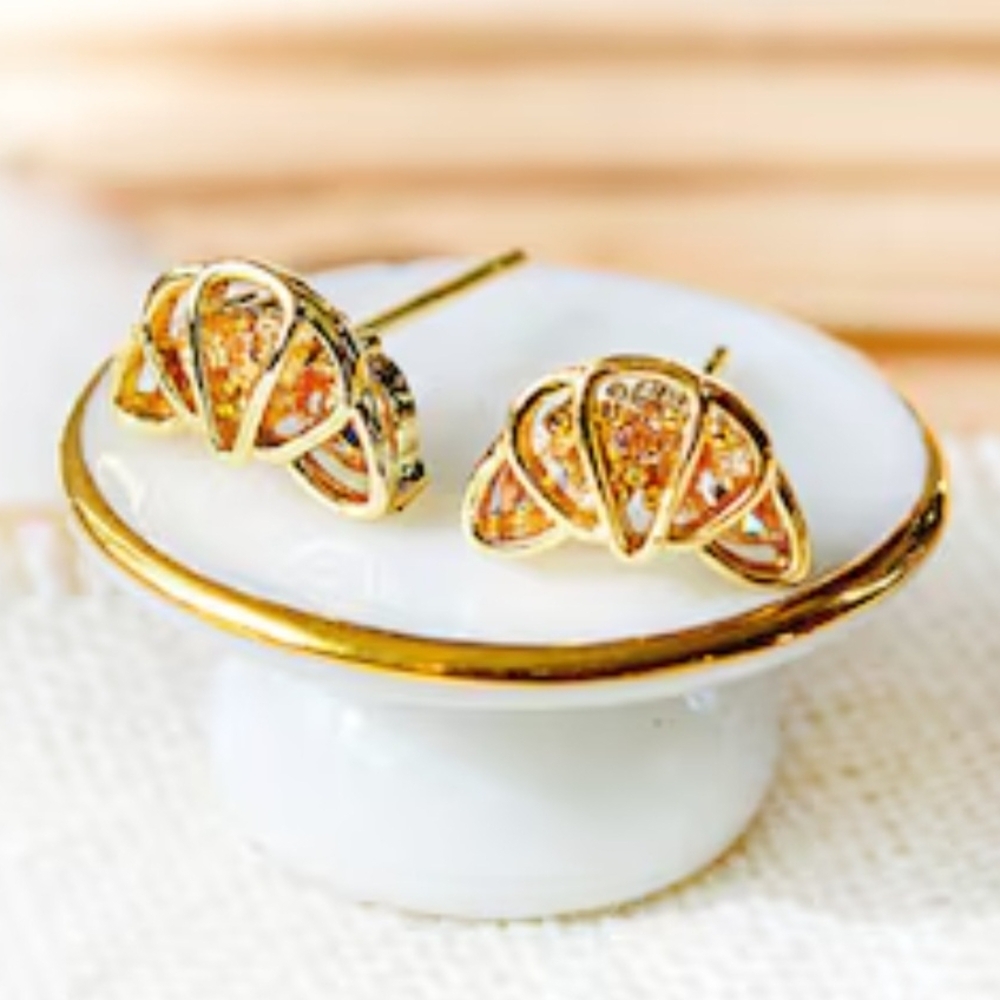 Gold Croissant Earrings - Picture 2 of 2